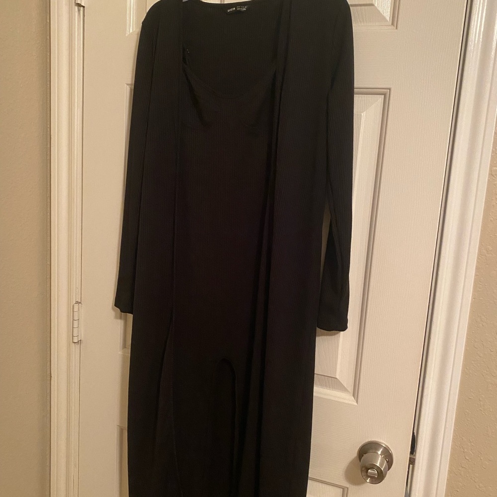 Black jumpsuit -with long matching cardigan-SHEIN xs